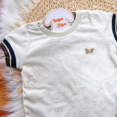  Conj. Camiseta HR com Listras nas Mangas e Bermuda - Chumbo
